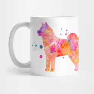 Akita Inu Dog Watercolor Painting - Orange Mug